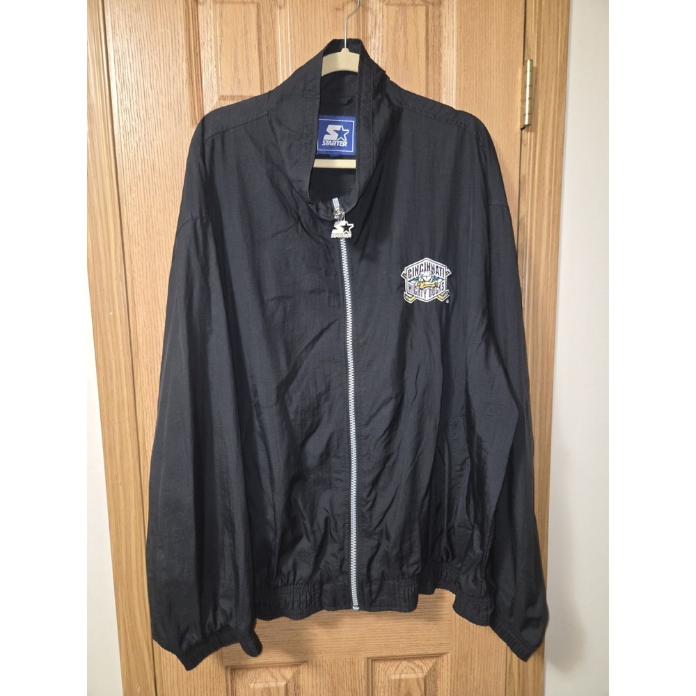 Rare Vintage Cincinnati Mighty Ducks Jacket Starter Windbreaker Black XXL